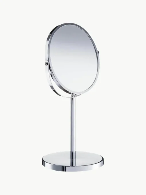 Ronde make-upspiegel Flip met vergrootglas en metalen voet
