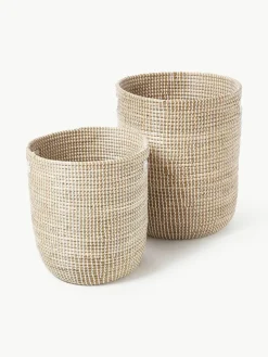 Ronde opbergmanden Aleya van zeegras, set van 2