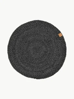 Ronde placemats Ash van jute, 4 stuks