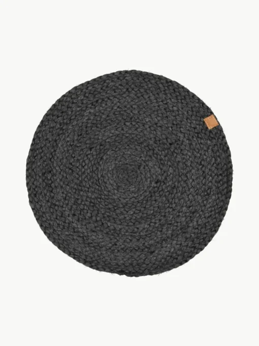 Ronde placemats Ash van jute, 4 stuks
