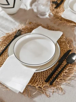 Ronde placemats Tressine uit papiervezels, 6 stuks
