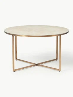 Ronde salontafel Antigua met glazen tafelblad in marmerlook