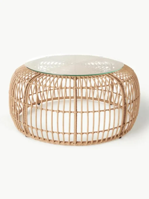 Ronde salontafel Costa met glazen tafelblad