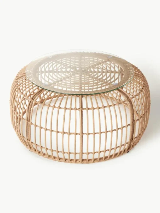 Ronde salontafel Costa met glazen tafelblad