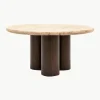 Ronde salontafel Trevi met travertijn tafelblad, Ø 75 cm