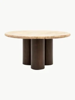 Ronde salontafel Trevi met travertijn tafelblad, Ø 75 cm