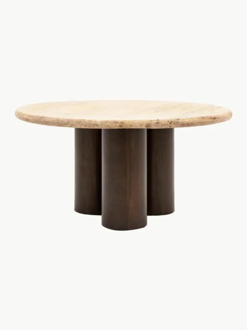 Ronde salontafel Trevi met travertijn tafelblad, Ø 75 cm