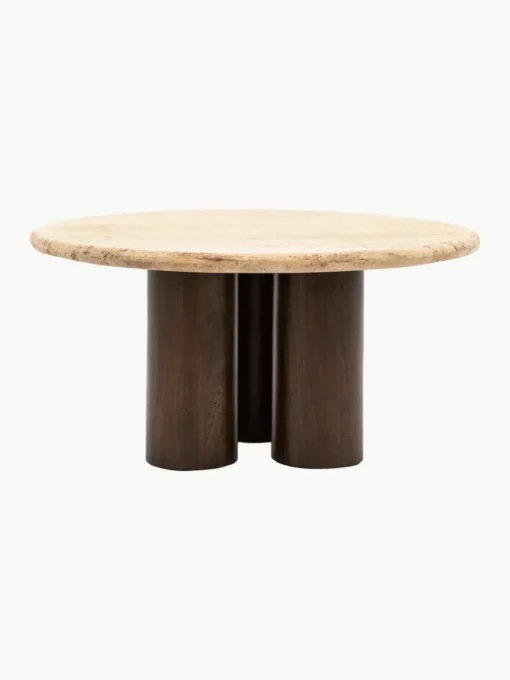 Ronde salontafel Trevi met travertijn tafelblad, Ø 75 cm