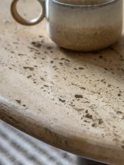 Ronde salontafel Trevi met travertijn tafelblad, Ø 75 cm