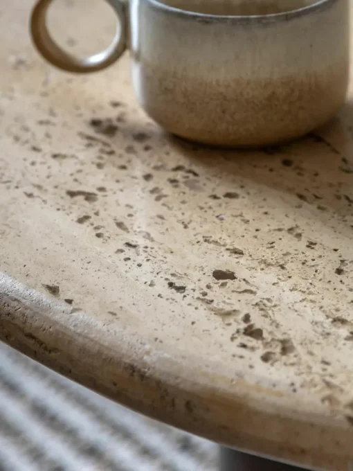 Ronde salontafel Trevi met travertijn tafelblad, Ø 75 cm