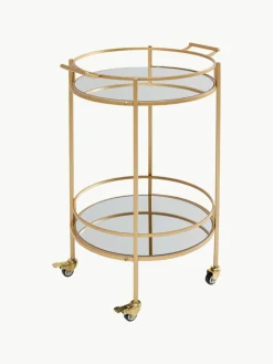 Ronde serveerwagen Emilia met spiegelglaspanelen