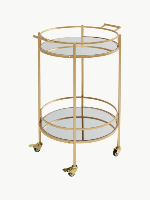 Ronde serveerwagen Emilia met spiegelglaspanelen