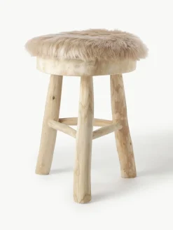 Ronde stoelkussen van imitatievacht Mathilde, glad