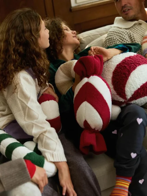 Ronde teddy stoffen decoratief kussen Dotty