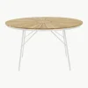 Ronde tuintafel Ellen met teakhouten tafelblad, in verschillende formaten