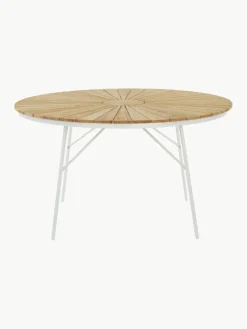 Ronde tuintafel Ellen met teakhouten tafelblad, in verschillende formaten