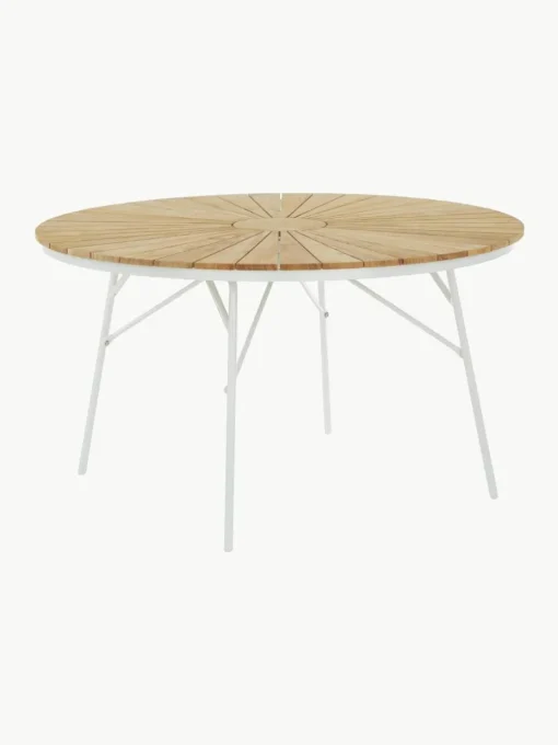 Ronde tuintafel Ellen met teakhouten tafelblad, in verschillende formaten