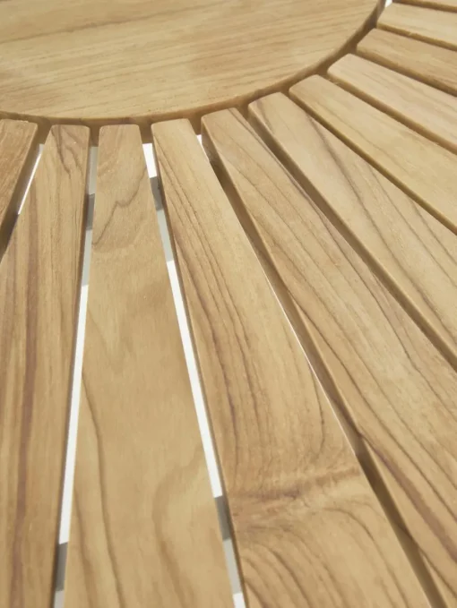 Ronde tuintafel Ellen met teakhouten tafelblad, in verschillende formaten