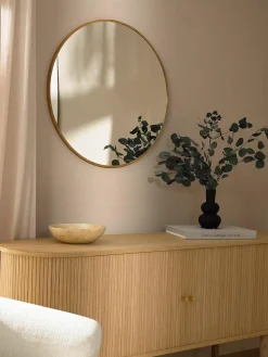 Ronde wandspiegel Avery met eikenhouten lijst