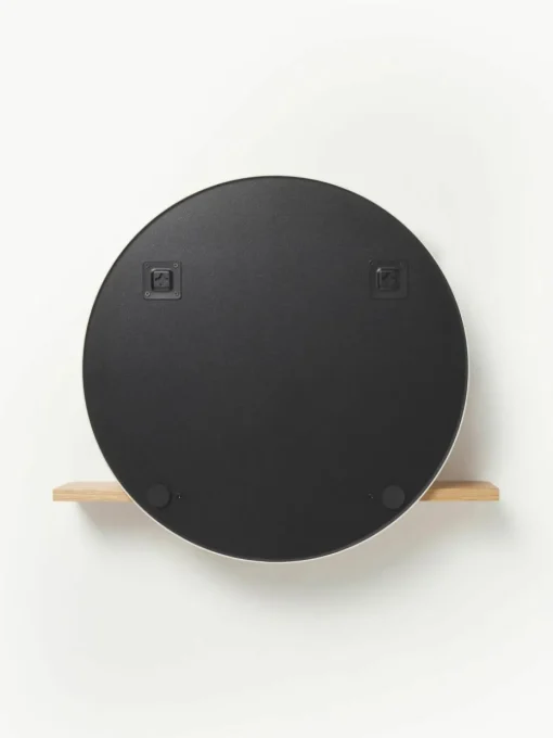 Ronde wandspiegel Kenny met houten plank
