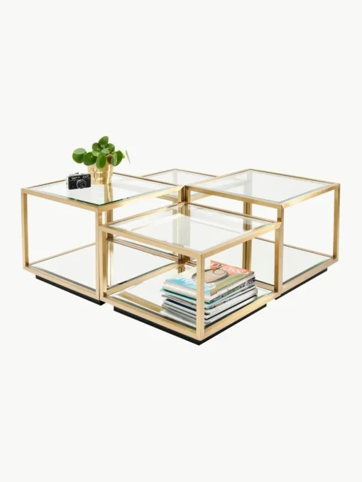 Salontafels Luigi met spiegelonderstel, set van 4