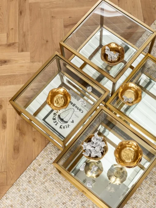 Salontafels Luigi met spiegelonderstel, set van 4