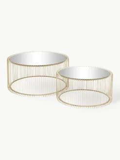 Salontafels Wire met glazen tafelblad, set van 2