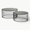 Salontafels Wire met glazen tafelblad, set van 2