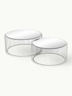 Salontafels Wire met glazen tafelblad, set van 2