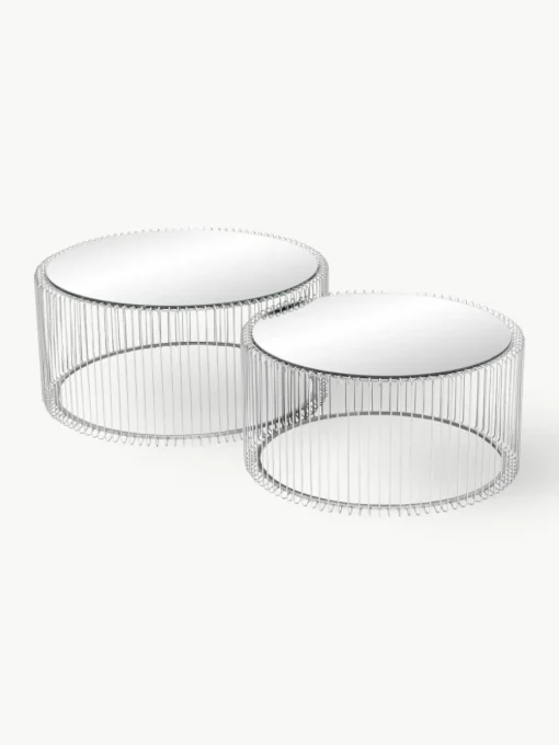Salontafels Wire met glazen tafelblad, set van 2