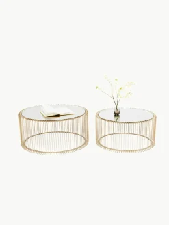 Salontafels Wire met glazen tafelblad, set van 2