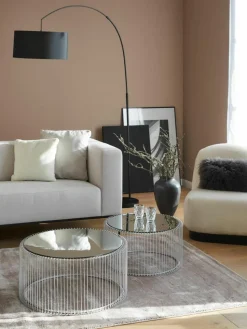 Salontafels Wire met glazen tafelblad, set van 2