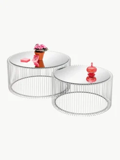 Salontafels Wire met glazen tafelblad, set van 2
