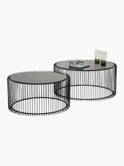 Salontafels Wire met glazen tafelblad, set van 2
