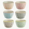 Schalen Carla met klein patroon, set van 6