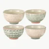 Schalen Cécile met klein patroon, set van 4