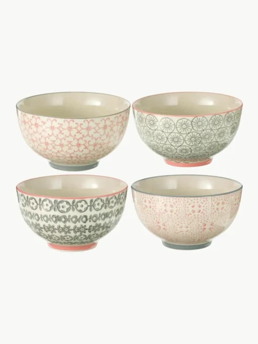 Schalen Cécile met klein patroon, set van 4