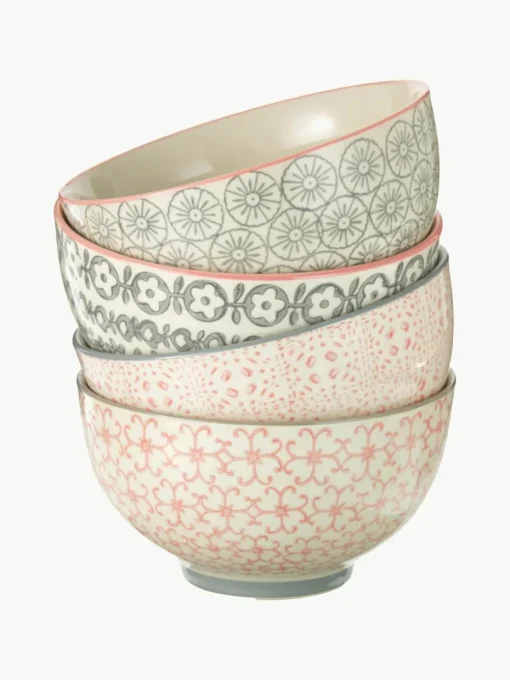 Schalen Cécile met klein patroon, set van 4