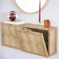 Schoenenkast Herringbone van eikenhout voor aan de wand