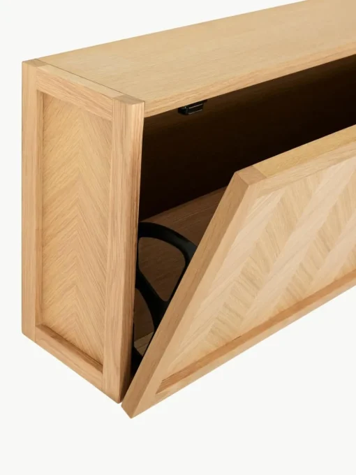 Schoenenkast Herringbone van hout met visgraatpatroon