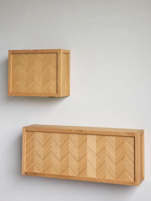 Schoenenkast Herringbone van hout met visgraatpatroon