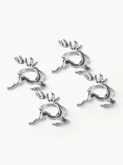 Servetringen Reindeer in zilverkleurig, 4 stuks