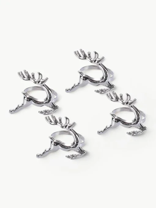 Servetringen Reindeer in zilverkleurig, 4 stuks