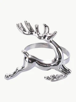 Servetringen Reindeer in zilverkleurig, 4 stuks
