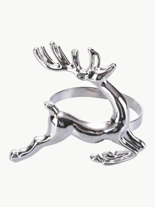 Servetringen Reindeer in zilverkleurig, 4 stuks