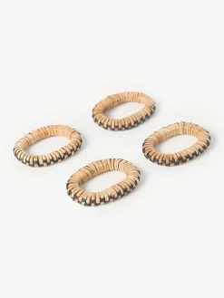 Servetringen Weave van rotan en mangohout, 4 stuks