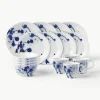Serviesset Pacific blauw van porselein, 4 personen (16-delig)