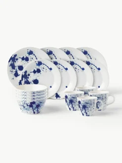 Serviesset Pacific blauw van porselein, 4 personen (16-delig)