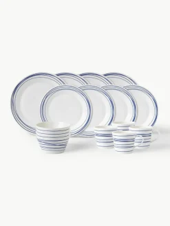 Serviesset Pacific blauw van porselein, 4 personen (16-delig)