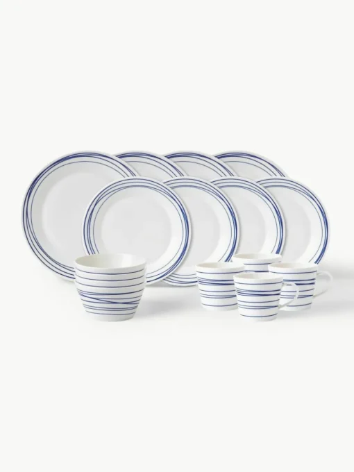 Serviesset Pacific blauw van porselein, 4 personen (16-delig)